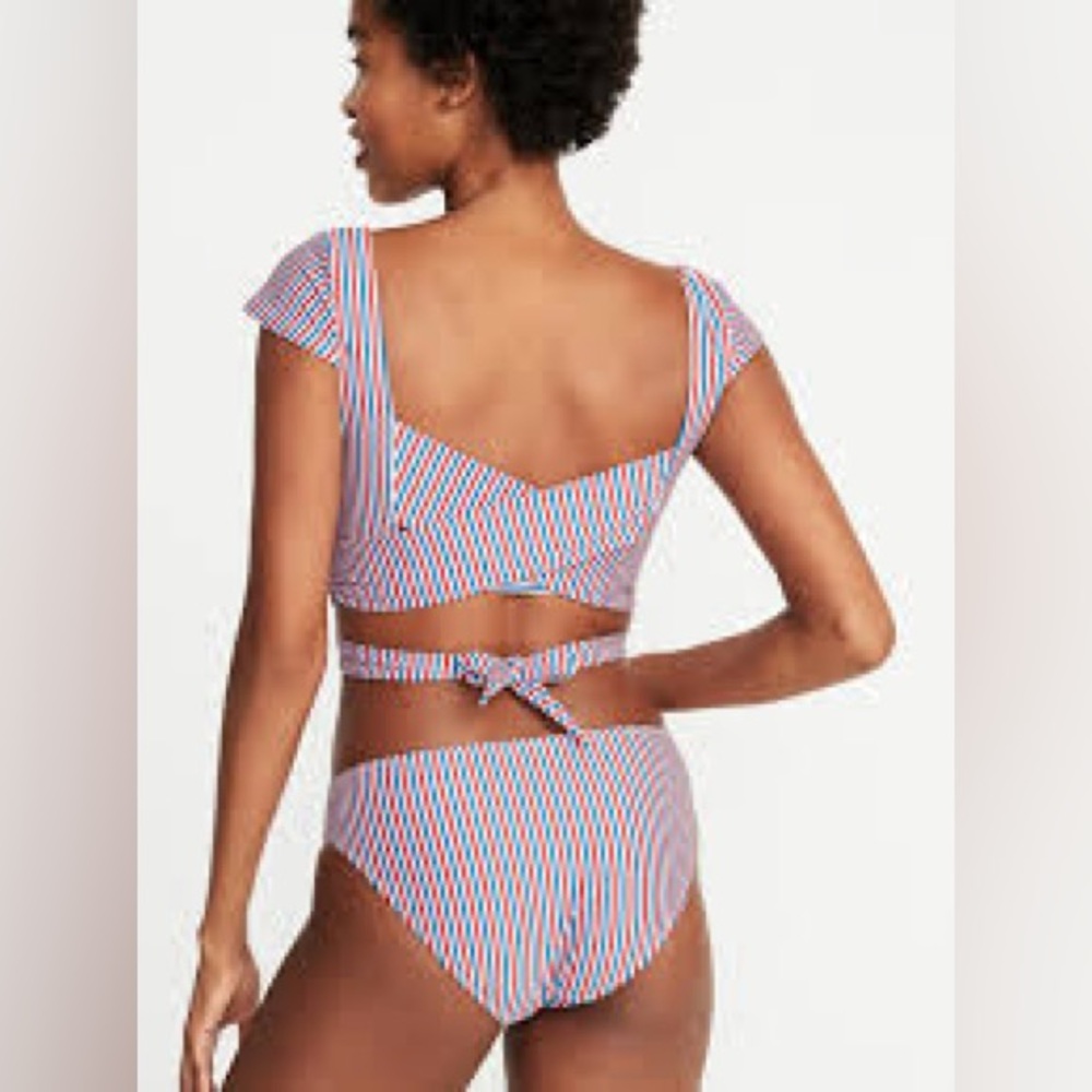 Red, White & Blue Striped Bikini Set